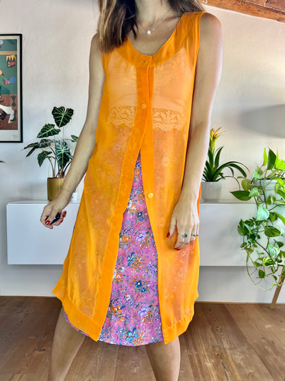 1970's vintage sheer orange tunic