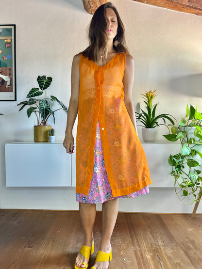 1970's vintage sheer orange tunic