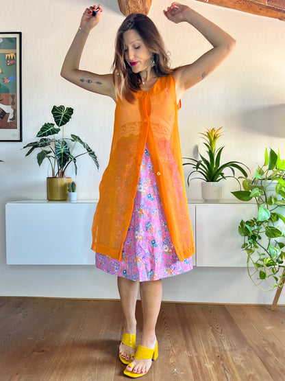 1970's vintage sheer orange tunic