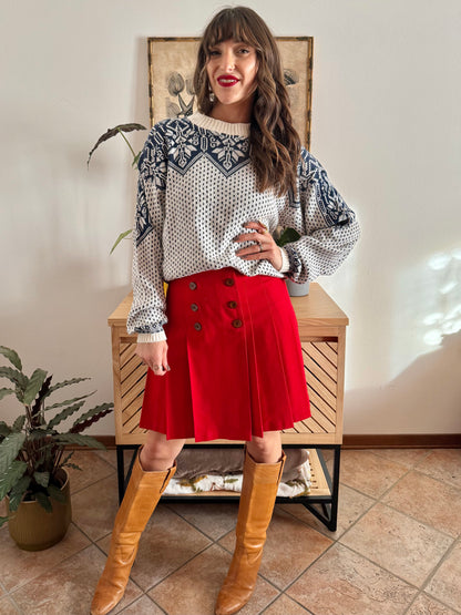 1990's vintage cream and navy blue fair isle knit oversize pullover