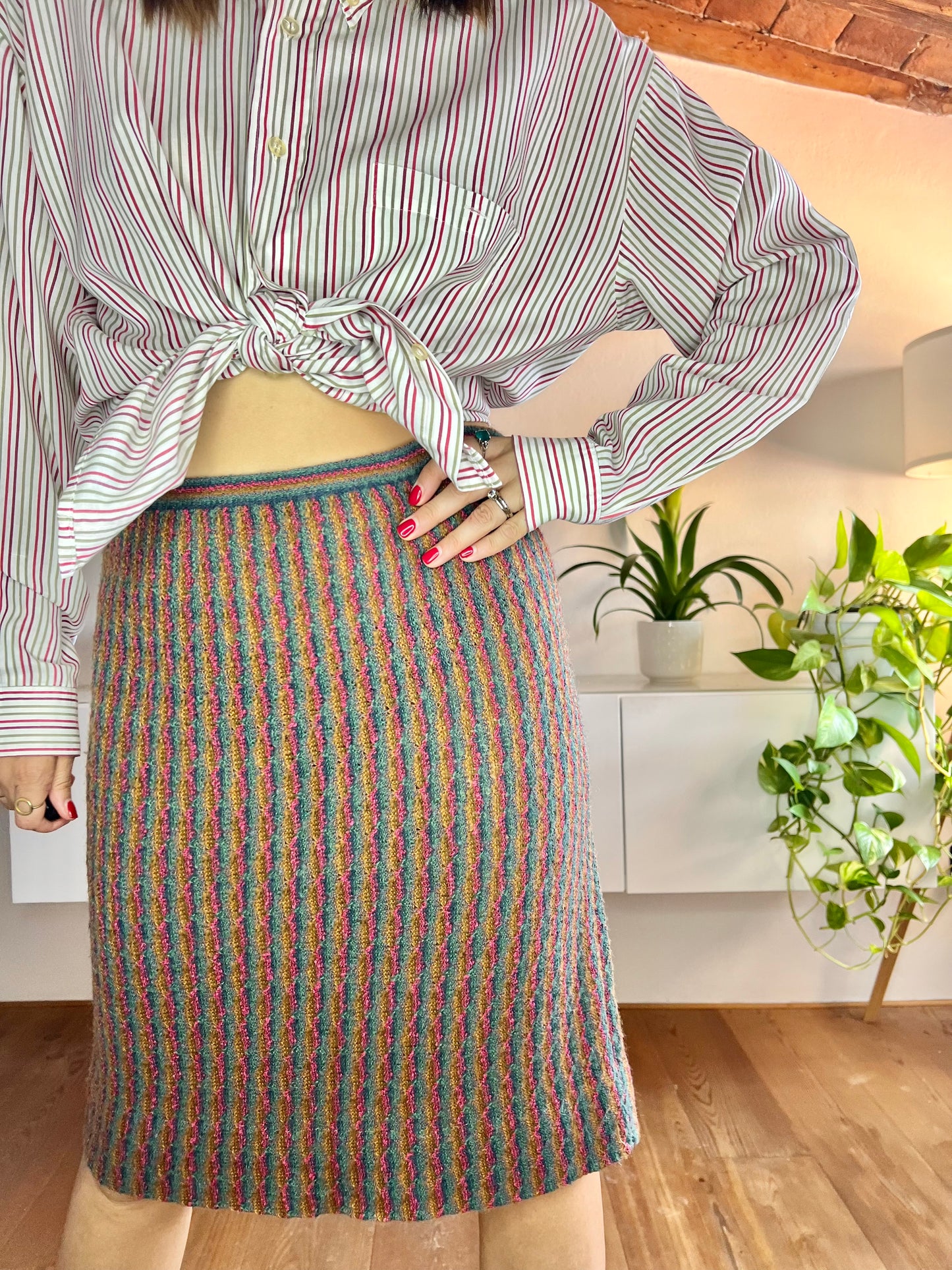 1970's vintage vintage rainbow stripe knit skirt