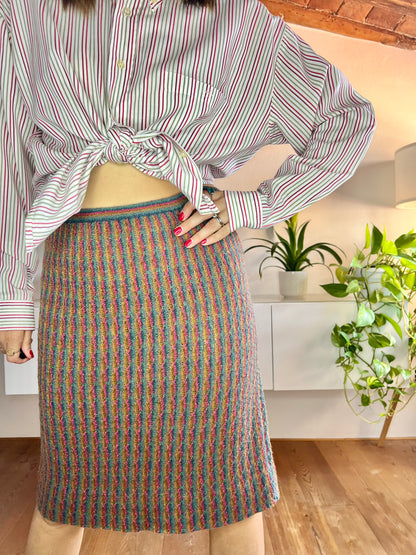 1970's vintage vintage rainbow stripe knit skirt