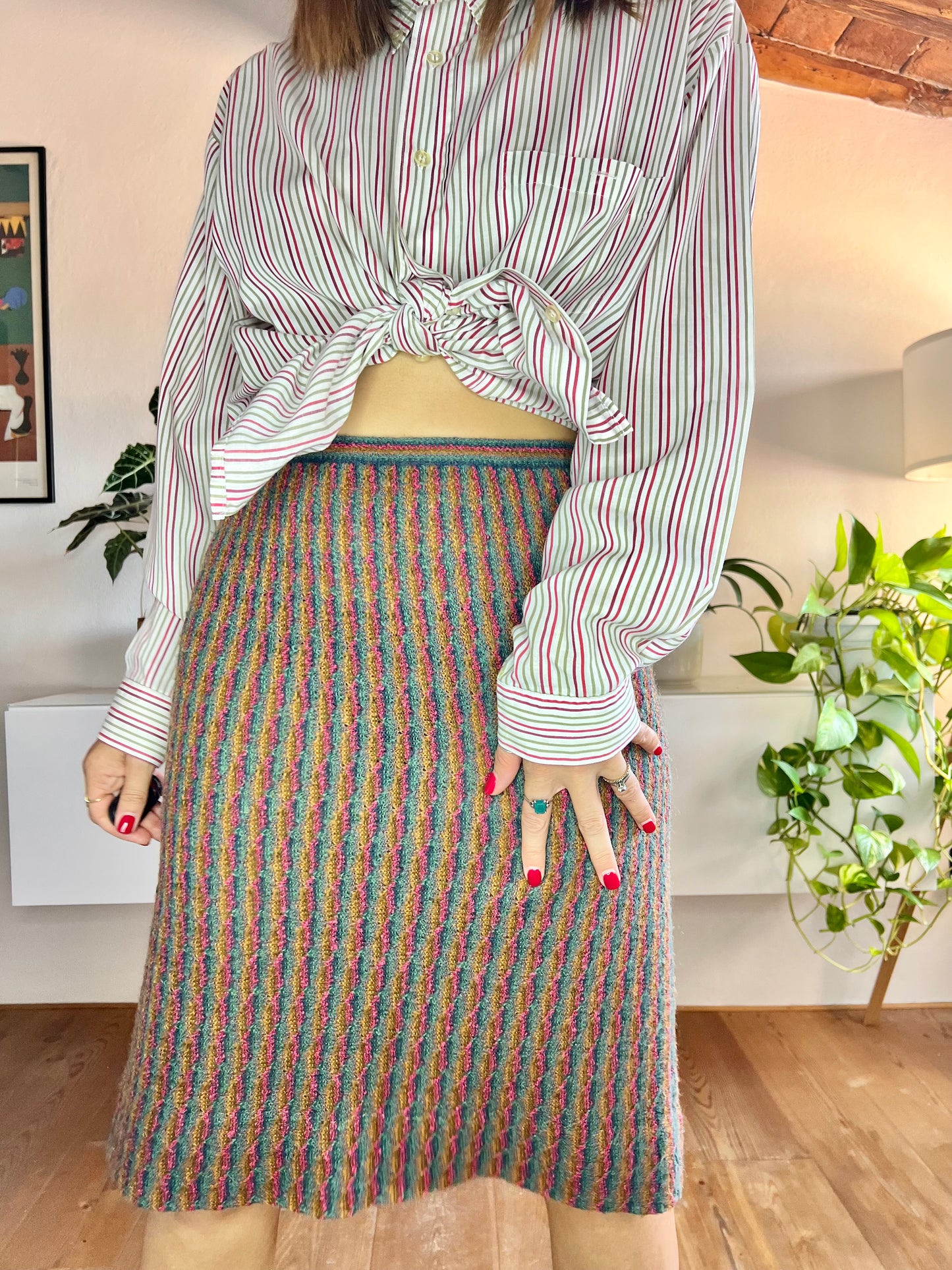 1970's vintage vintage rainbow stripe knit skirt