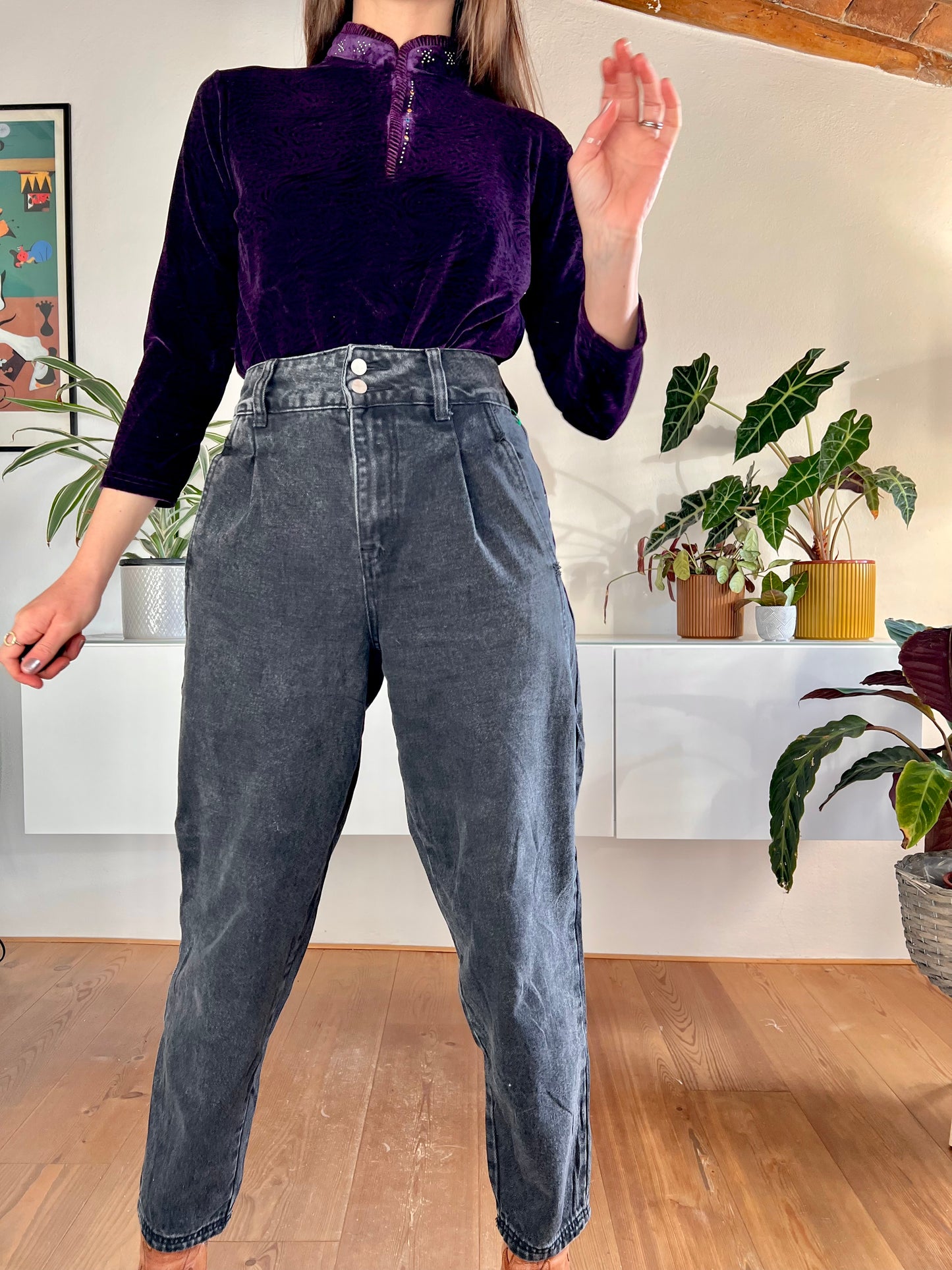 1980's vintage high waisted black jeans