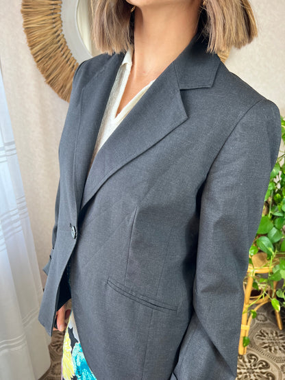 1990's vintage charcoal grey light weight wool blazer