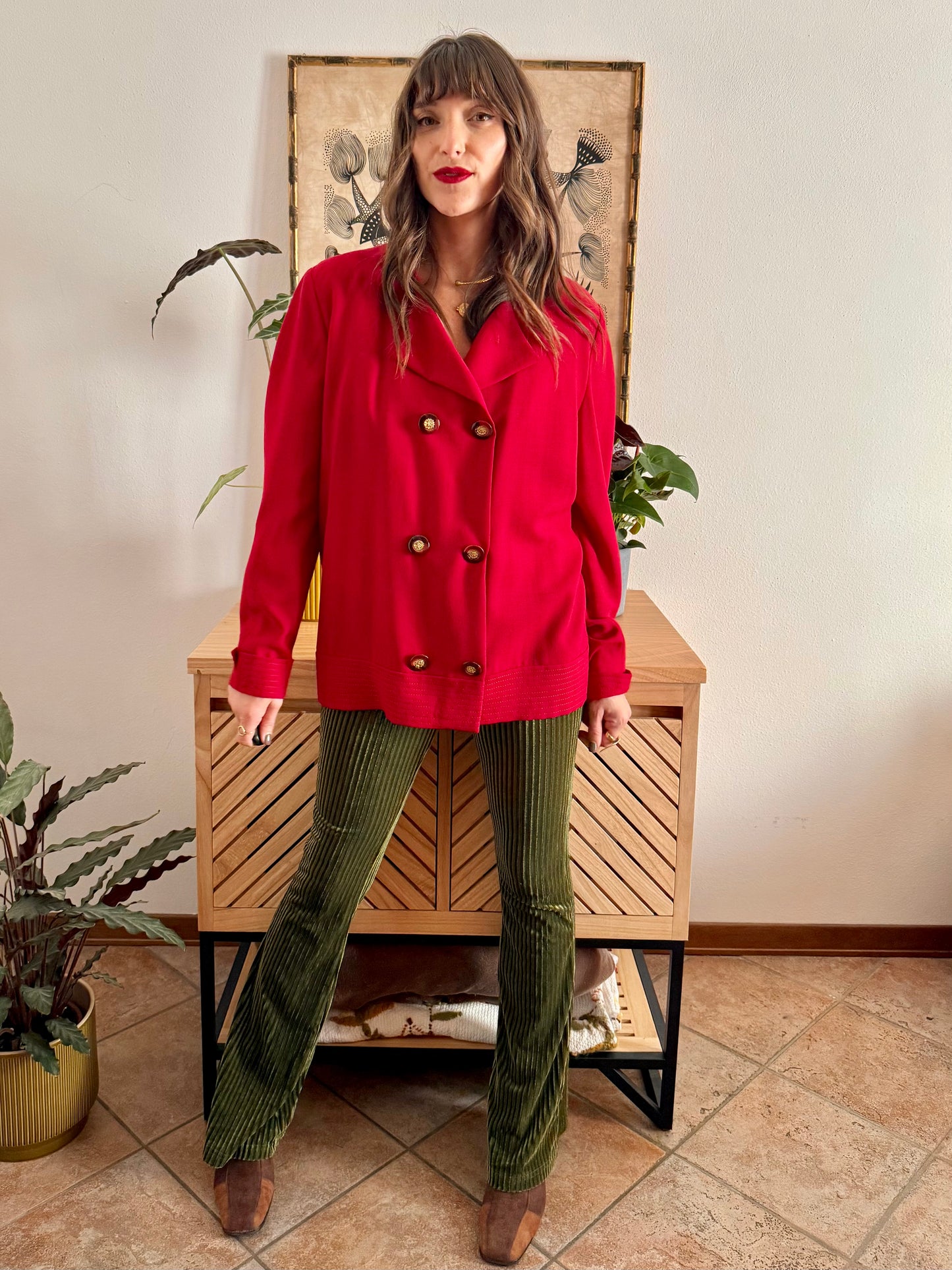 1970’s vintage cherry red wool blouse