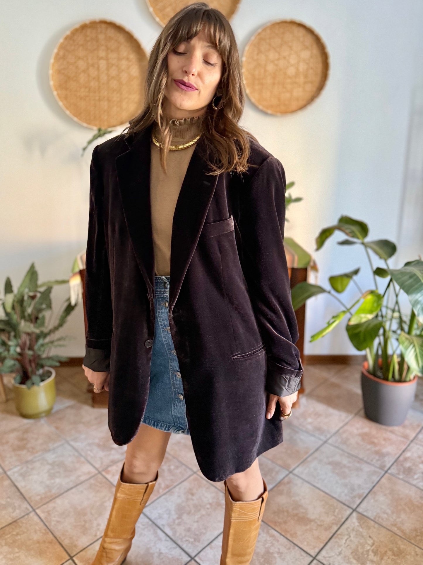 Vintage brown textured velvet Giorgio Armani blazer