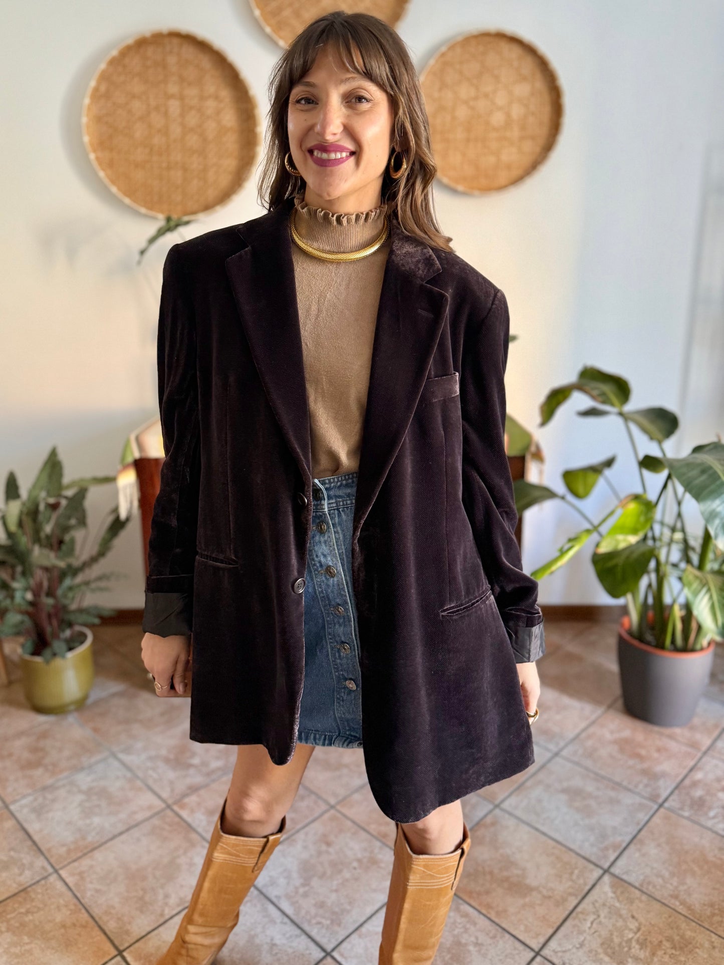 Vintage brown textured velvet Giorgio Armani blazer