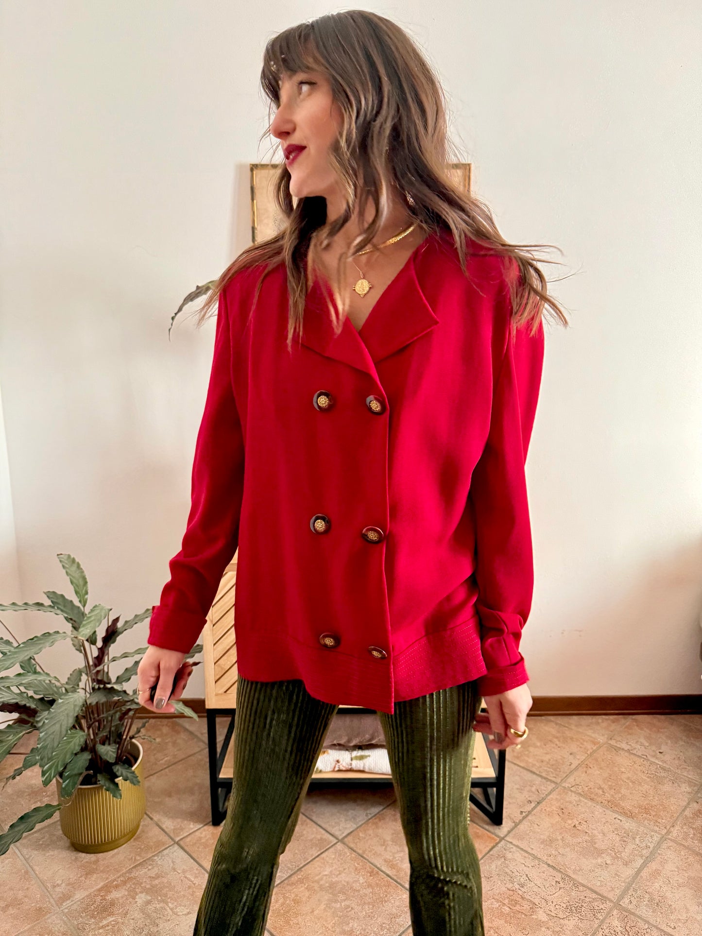 1970’s vintage cherry red wool blouse