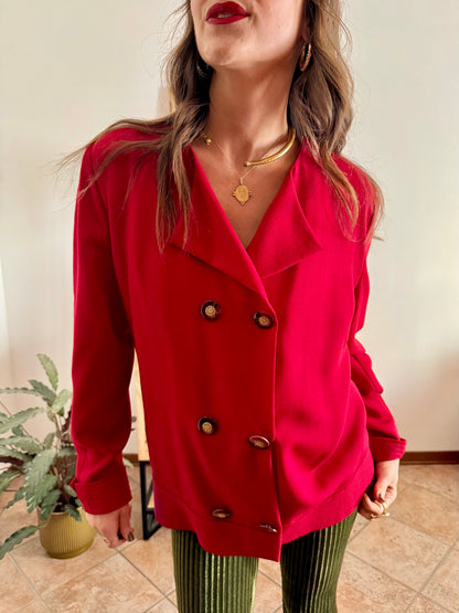 1970’s vintage cherry red wool blouse