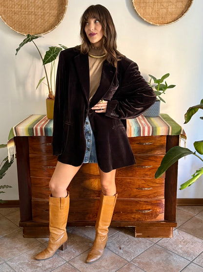 Vintage brown textured velvet Giorgio Armani blazer
