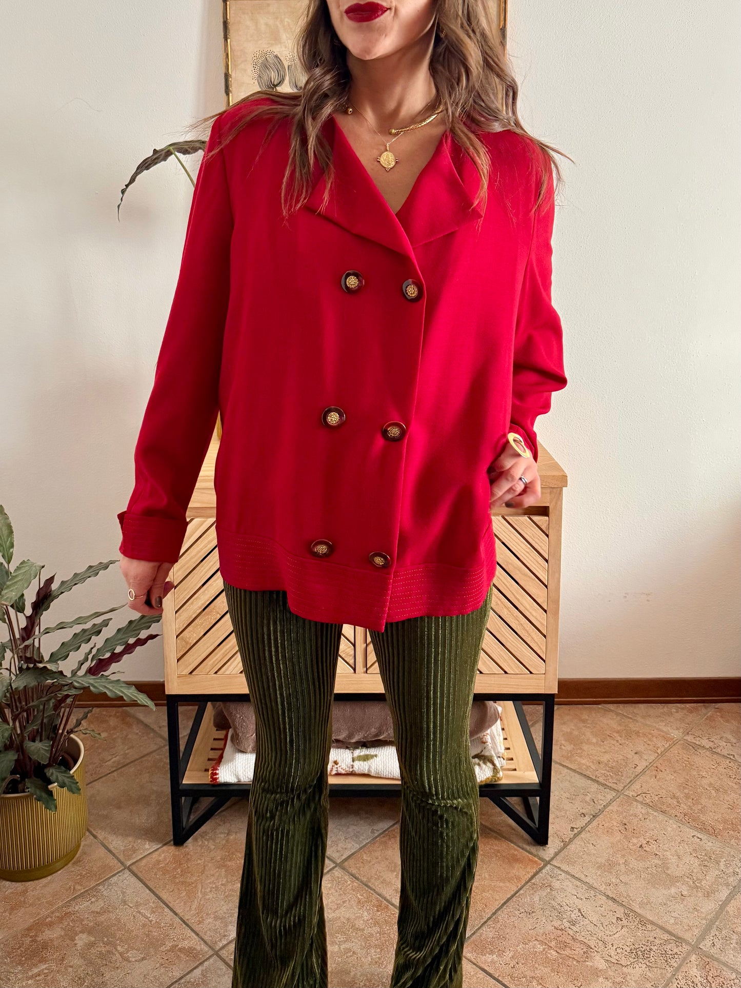 1970’s vintage cherry red wool blouse