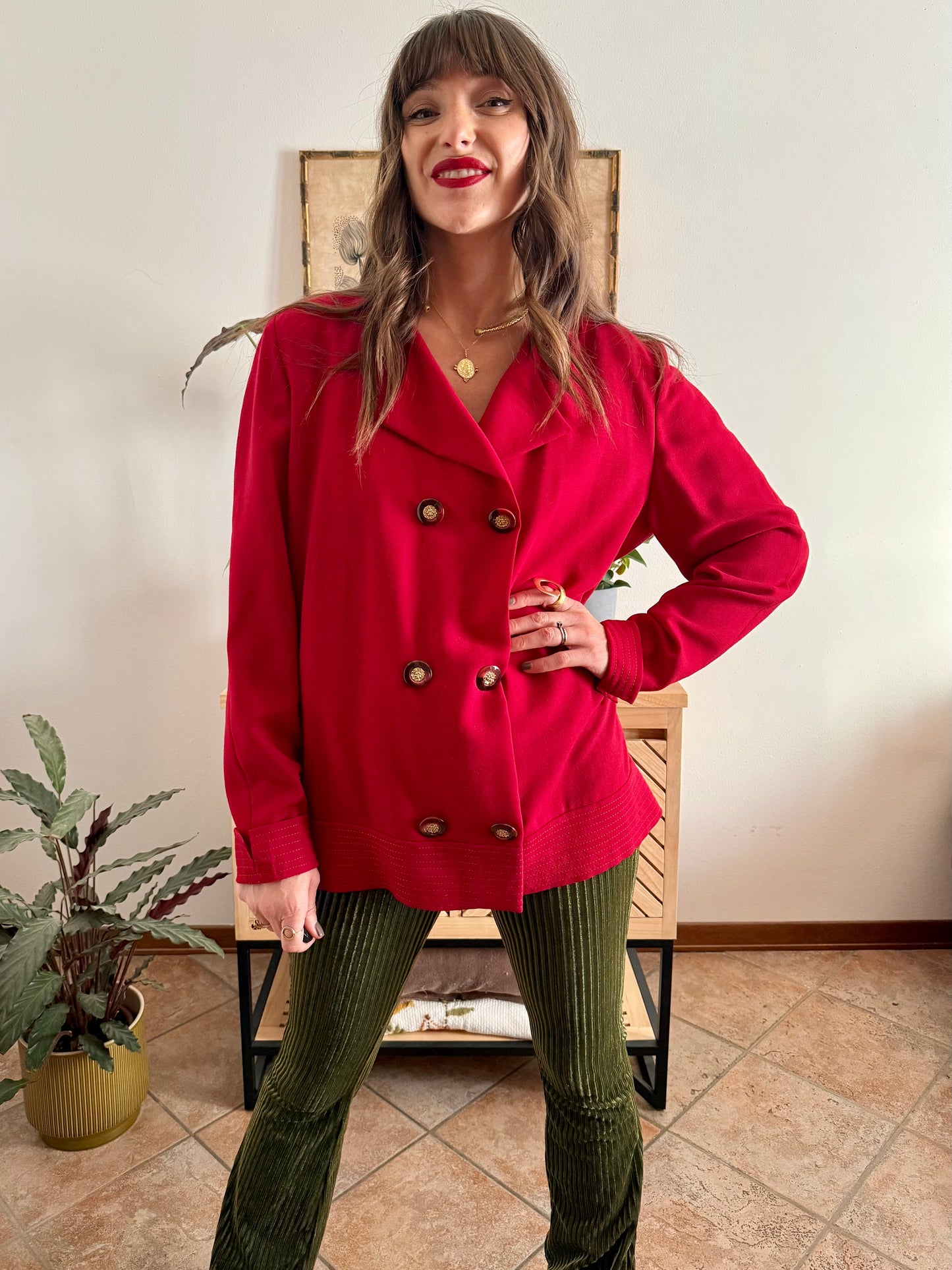 1970’s vintage cherry red wool blouse