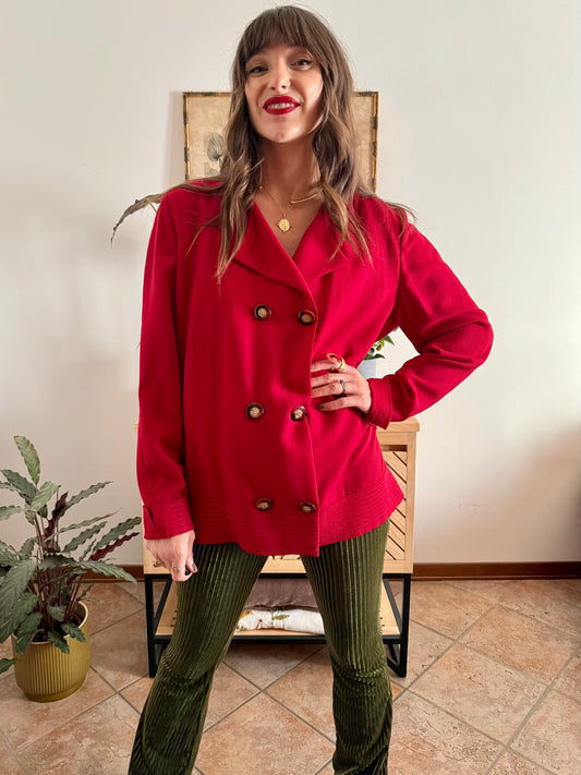 1970’s vintage cherry red wool blouse