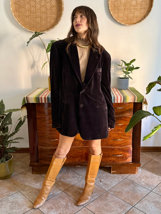 Vintage brown textured velvet Giorgio Armani blazer