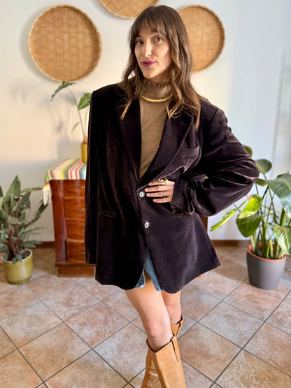 Vintage brown textured velvet Giorgio Armani blazer