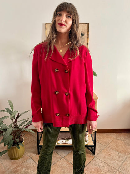 1970’s vintage cherry red wool blouse