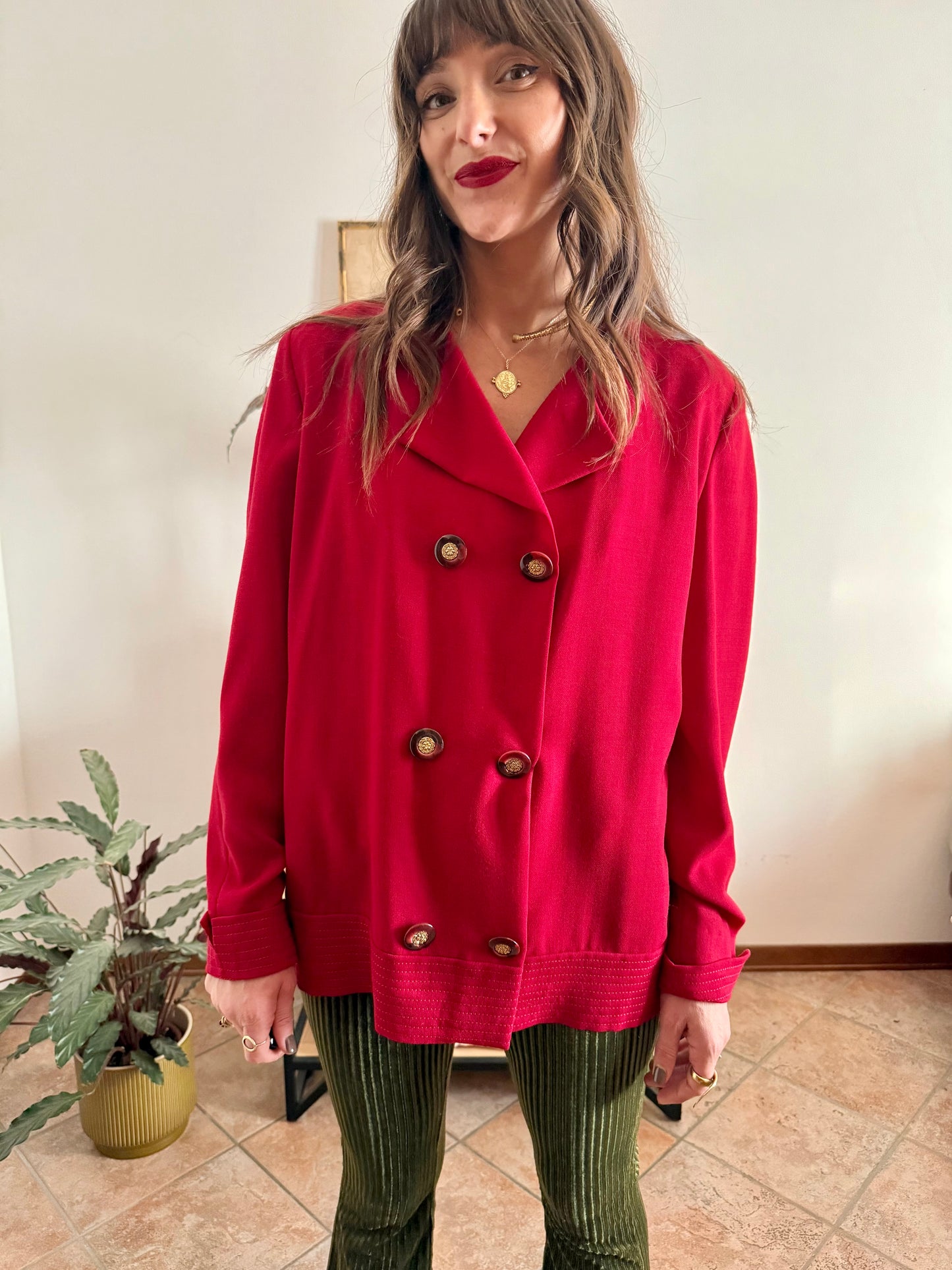 1970’s vintage cherry red wool blouse