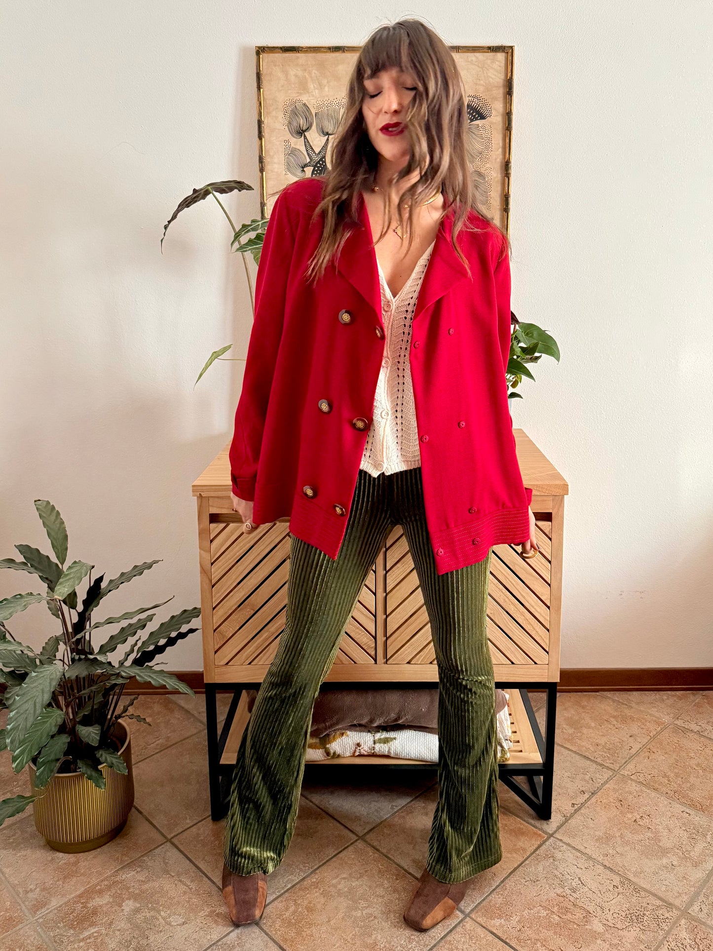 1970’s vintage cherry red wool blouse