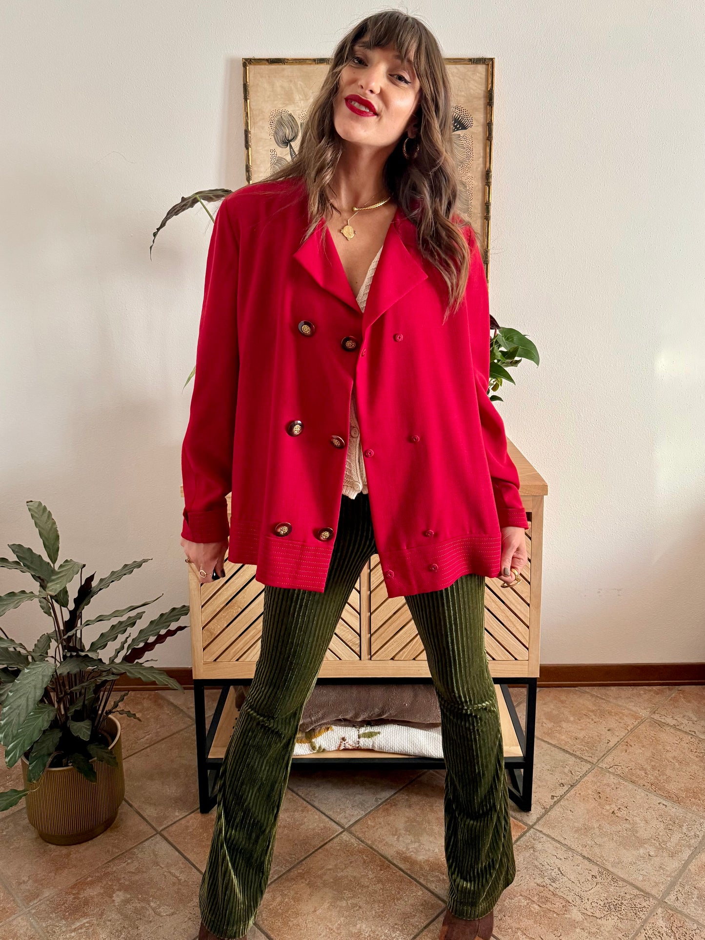 1970’s vintage cherry red wool blouse