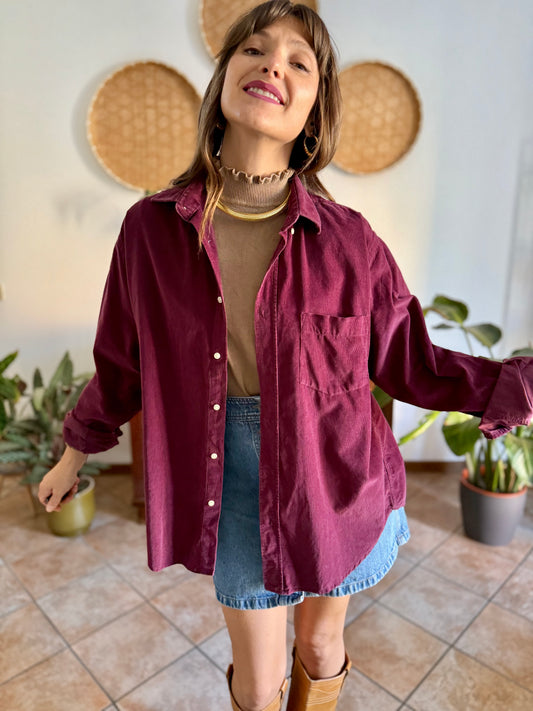 1990's vintage oversize burgundy corduroy shirt