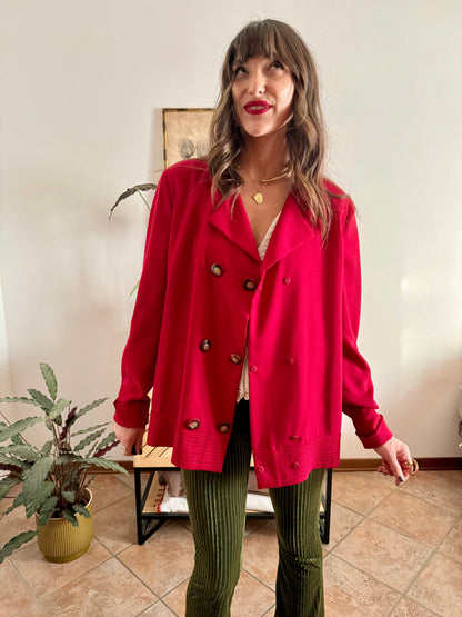1970’s vintage cherry red wool blouse