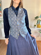 1990's vintage royal blue  and silver satin floral waistcoat