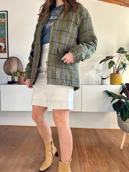 1970's vintage geen and lavadar plaid wool coat