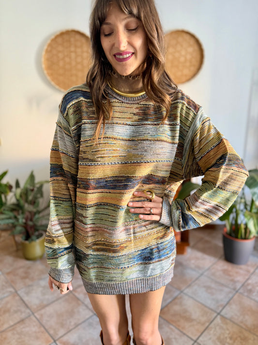 1990's vintage multicolor geometric knit wool blend pullover