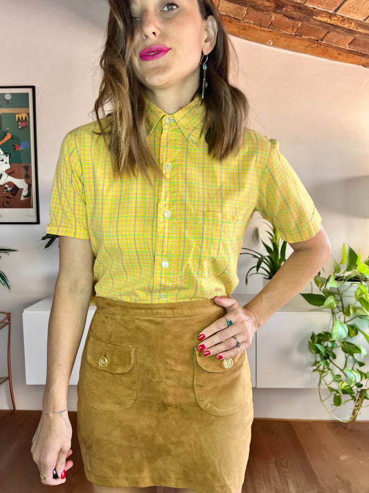 1980's vintage multicolor plaid blouse