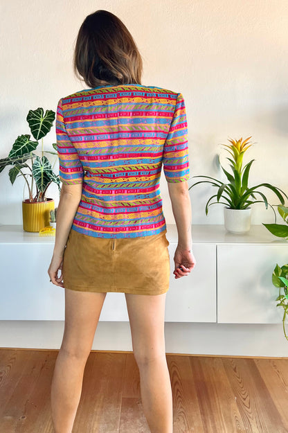 1980's vintage rainbow geometric pattern blazer