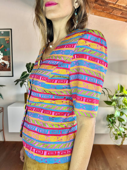 1980's vintage rainbow geometric pattern blazer