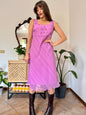 Y2k vintage multi tonal pink and purple stripe and floral print midi dress
