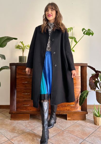 1960's vintage black wool overcoat with oversize black buttons