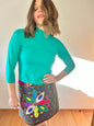 1980's vintage turquoise wool mock neck pullover