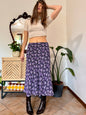 Y2k vintage black and purple floral midi skirt