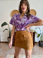 1990's vintage multi tonal purple tie dye effect floral print shirt