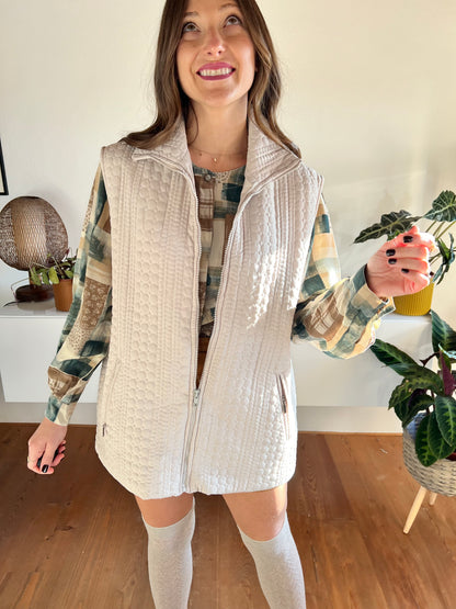 1990's beige circular quilted vest