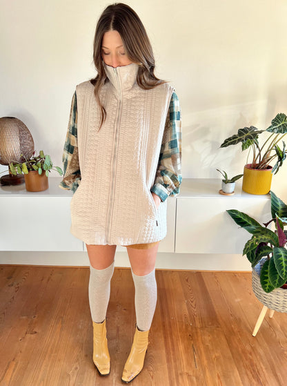 1990's beige circular quilted vest