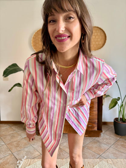 1990's vintage bright pastel rainbow shirt