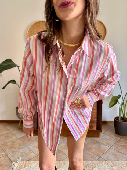 1990's vintage bright pastel rainbow shirt