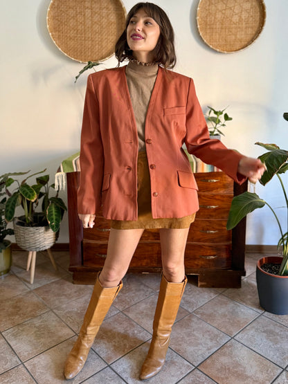 1970's vintage dark orange wool blazer