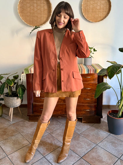 1970's vintage dark orange wool blazer