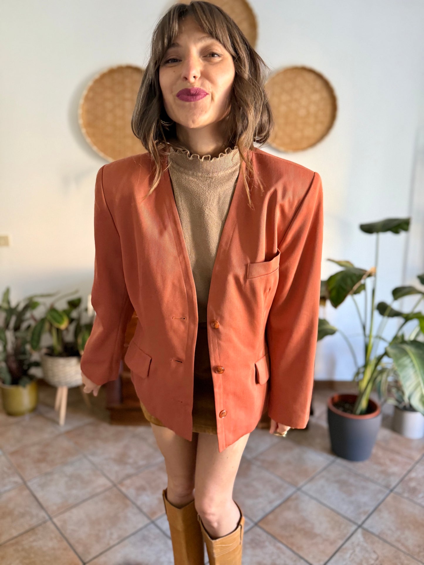 1970's vintage dark orange wool blazer