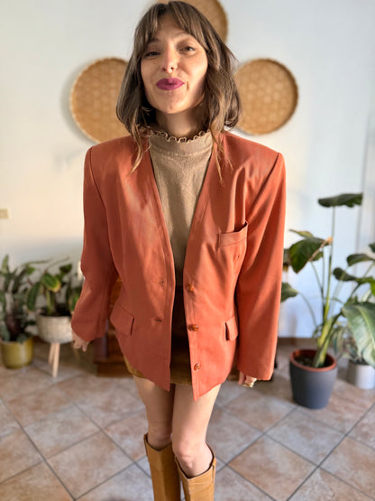 1970's vintage dark orange wool blazer