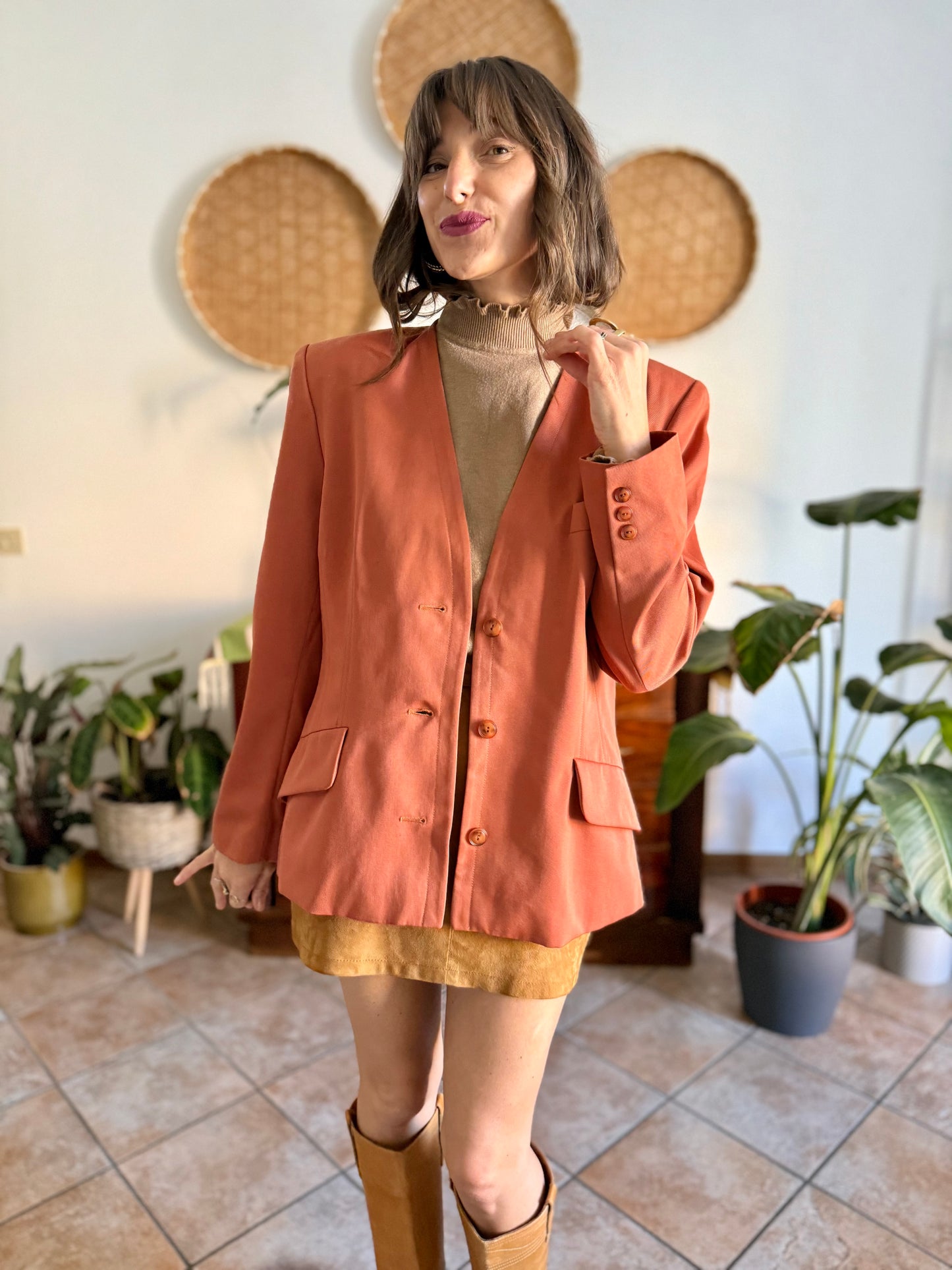 1970's vintage dark orange wool blazer