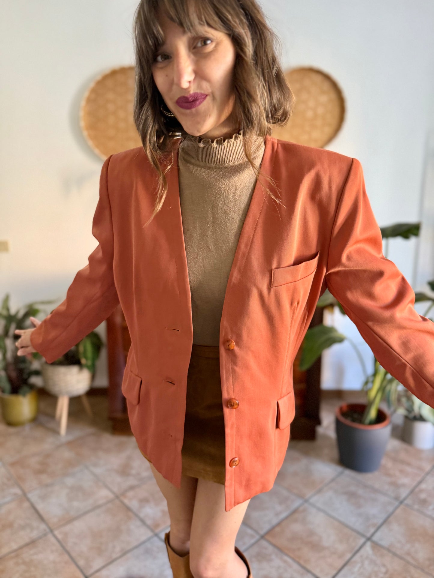 1970's vintage dark orange wool blazer