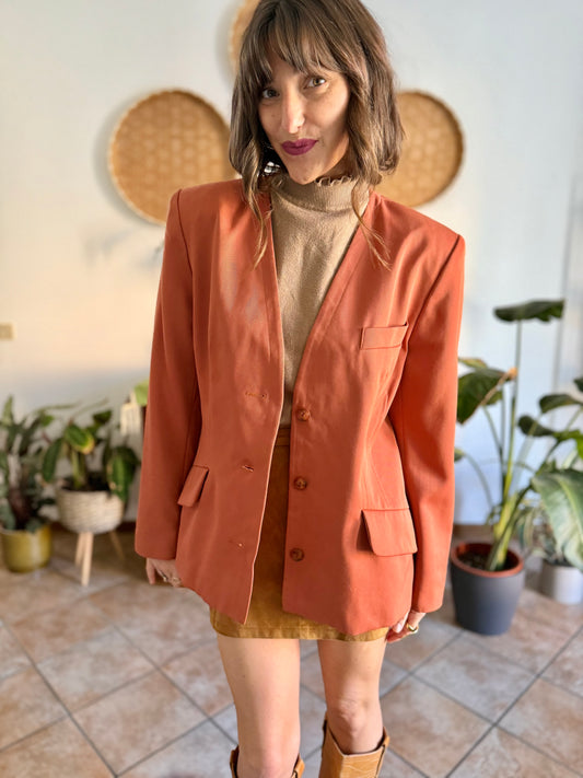 1970's vintage dark orange wool blazer