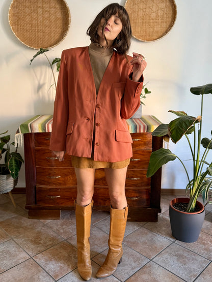 1970's vintage dark orange wool blazer