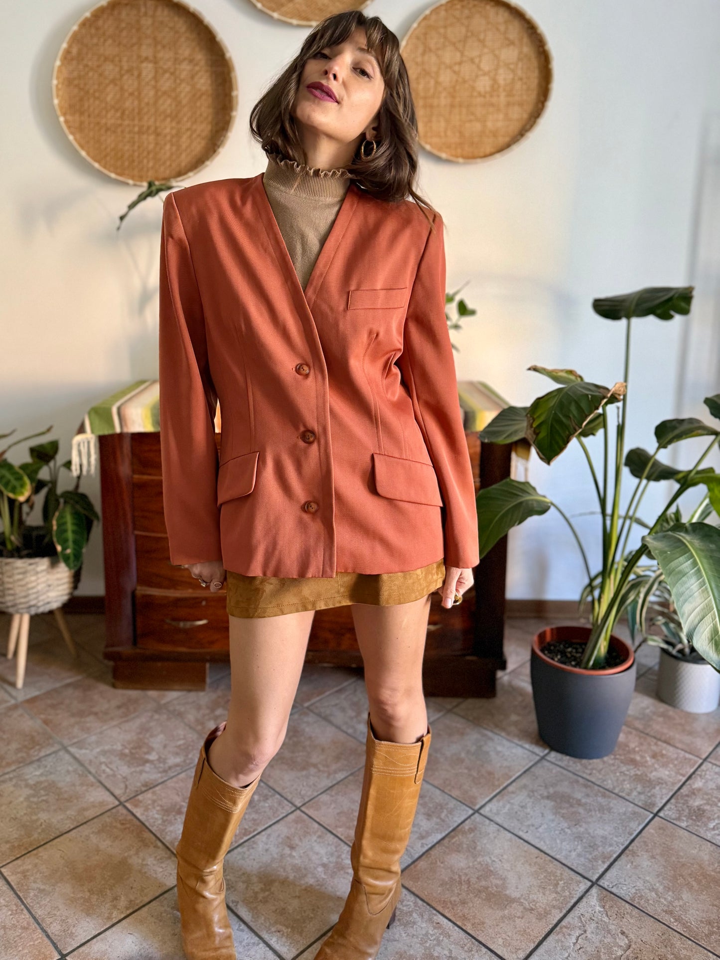1970's vintage dark orange wool blazer